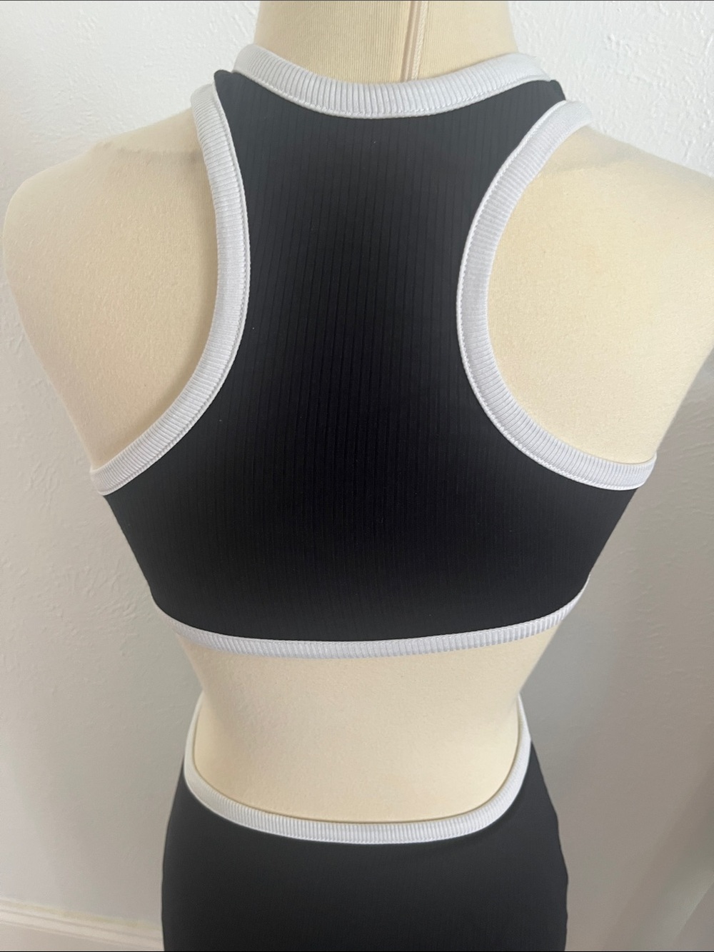 Black Cutout Ribbed Halter Bodycon Dress: - Picture 4 of 4